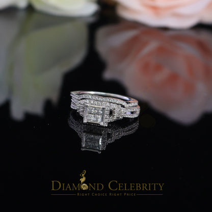 DiamondCelebritees Sterling Silver White Square 1.80ct Cubic Zirconia Womens Bridal Ring Size 7