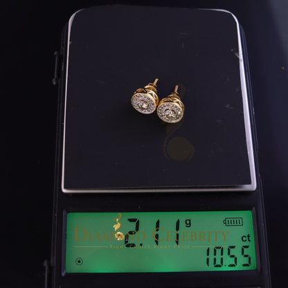 DiamondCelebritees Real 10k Yellow Gold Round Stud 0.50ct Earrings with Real Diamonds