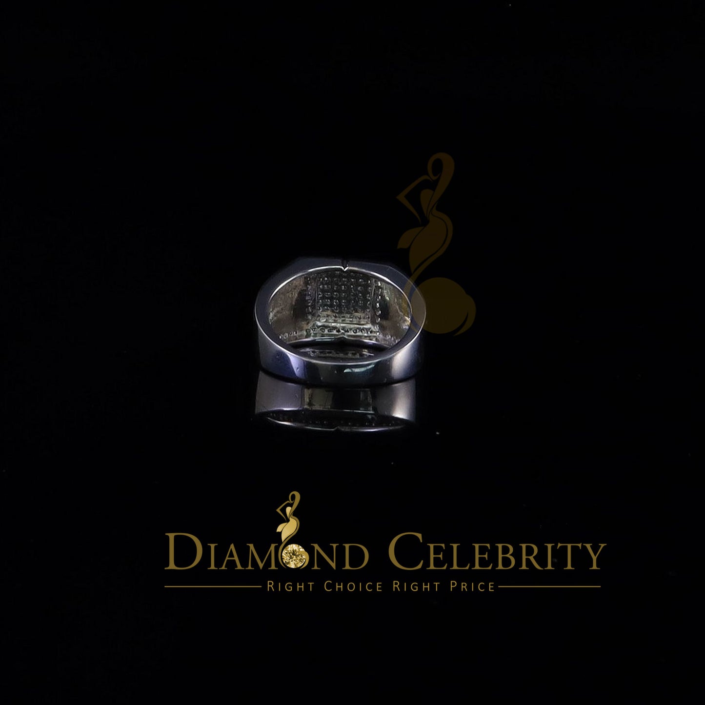 DiamondCelebritees 925 Silver White 1.25ct Cubic Zirconia Wide Square Engagement Men's Ring Size 10