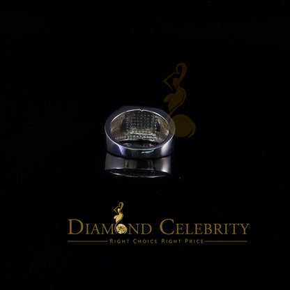 DiamondCelebritees 925 Silver White 1.25ct Cubic Zirconia Wide Square Engagement Men's Ring Size 10