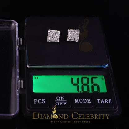 DiamondCelebritees 1.75ct Vvs 'D' Color Genuine Moissanite Stud SQUARE Earring10k Real Yellow Gold