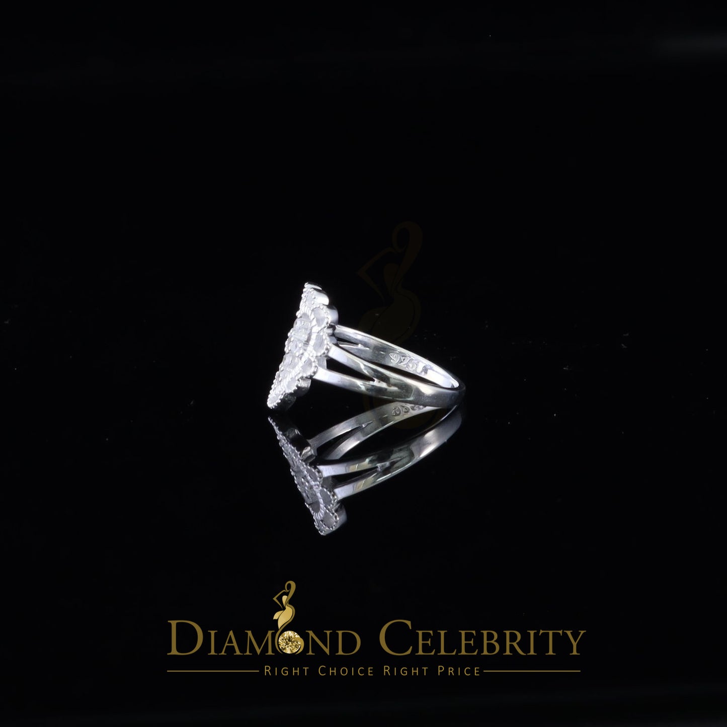 DiamondCelebritees Religious White 925 Sterling Silver Cross in Heart CZ Women's Ring Size 9