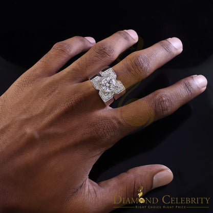 DiamondCelebritees 4.50ct Cubic Zirconia White 925 Silver Men's Adjustable Ring SZ From 9 to 11