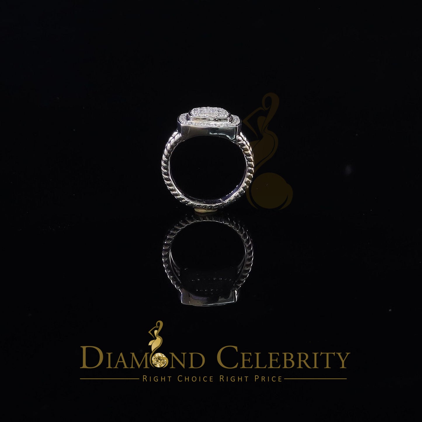 DiamondCelebritees 1.33ct White Silver Square Cubic Zirconia Womens Adjustable Ring From SZ 8 to 10