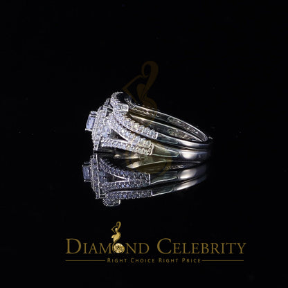 DiamondCelebritees 2.44ct Cubic Zirconia Sterling White Silver Square Bridal Womens Ring Size 7