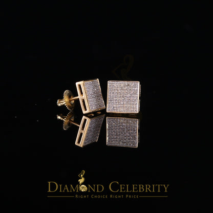 DiamondCelebritees 925 Sterling Silver 0.33ct Diamond Real For Women's & Men's Yellow Stud Earrings