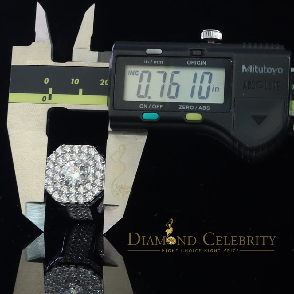 DiamondCelebritees 925 SilverJewelry White 16.0ct Cubic Zirconia Wide Octagon Men's Ring Size 9.5