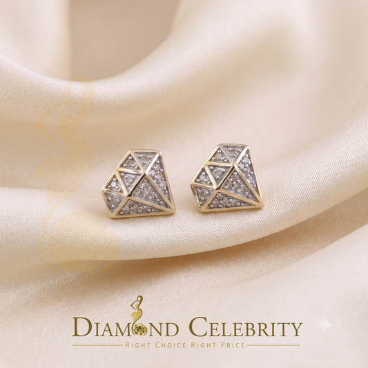 DiamondCelebritees 925 Sterling Silver Diamond 0.10ct Yellow For Men's/Womens Hip Hop Stud Earring