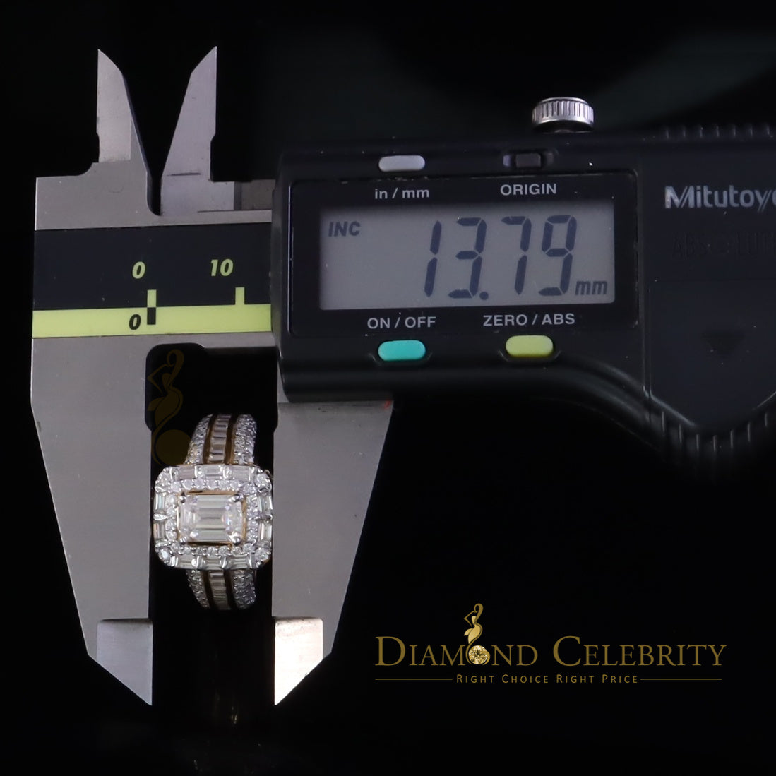 DiamondCelebritees 3.00ct VVS D Silver Yellow Emerald 925 Moissanite Square Baguette Ring SZ7 Women