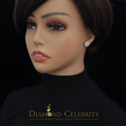 DiamondCelebritees  925 Sterling White Silver 1.86ct Cubic Zirconia Round Women's Stud Earrings