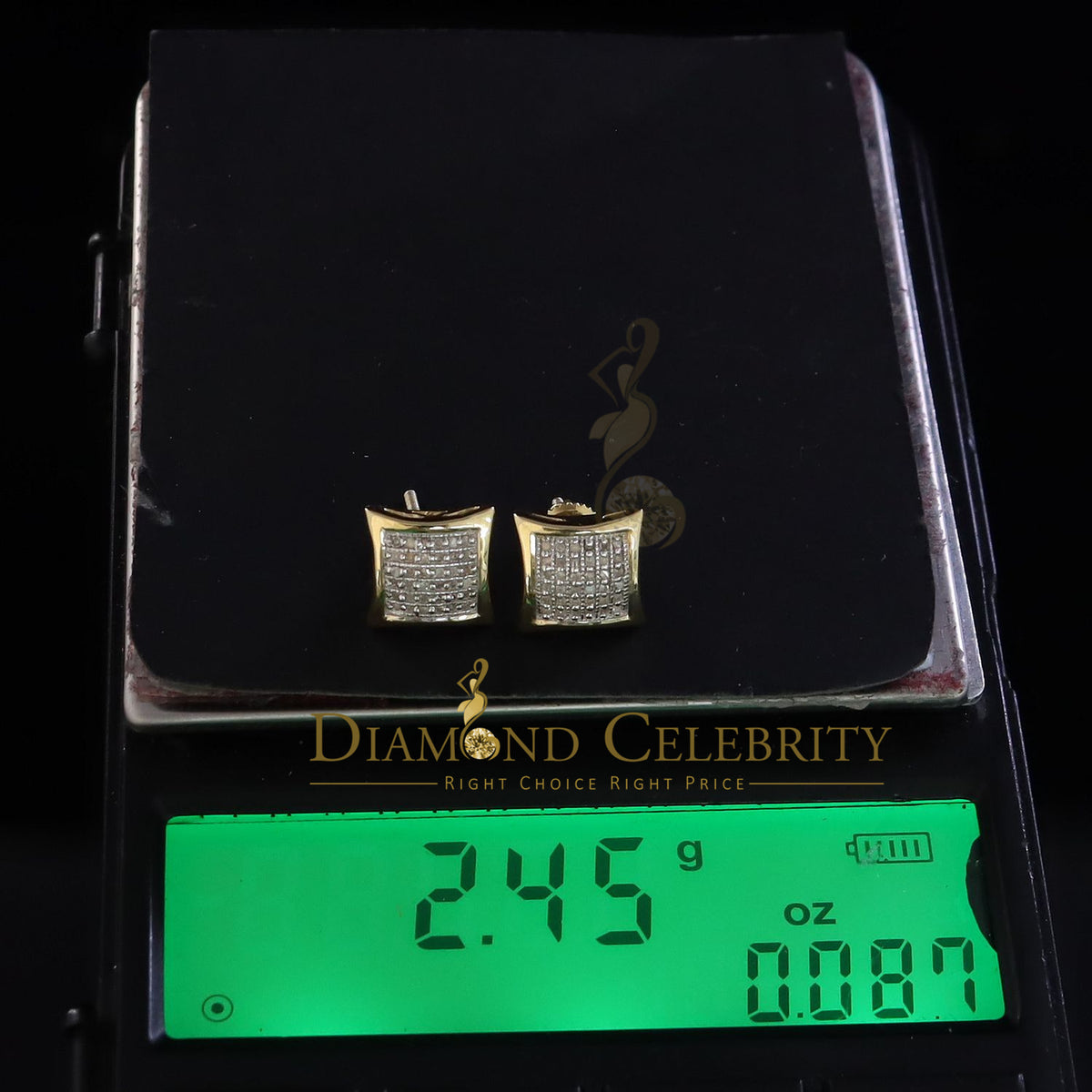 DiamondCelebritees Aretes Para 925 Sterling Yellow Silver 0.20ct Diamond Women & Men Kite Earrings
