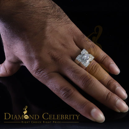 DiamondCelebritees 4.50ct Cubic Zirconia White 925 Silver Men's Adjustable Ring SZ From 9 to 11