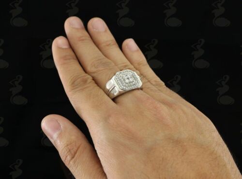 DiamondCelebritees Men's 925 Sterling White Silver Octagon 1.50ct Cubic Zirconia Ring Size 12