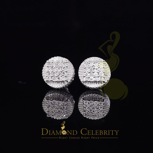 DiamondCelebritees 925 Sterling Silver White Hip Hop 0.15ct Diamond Men's & Women's Round Earrings