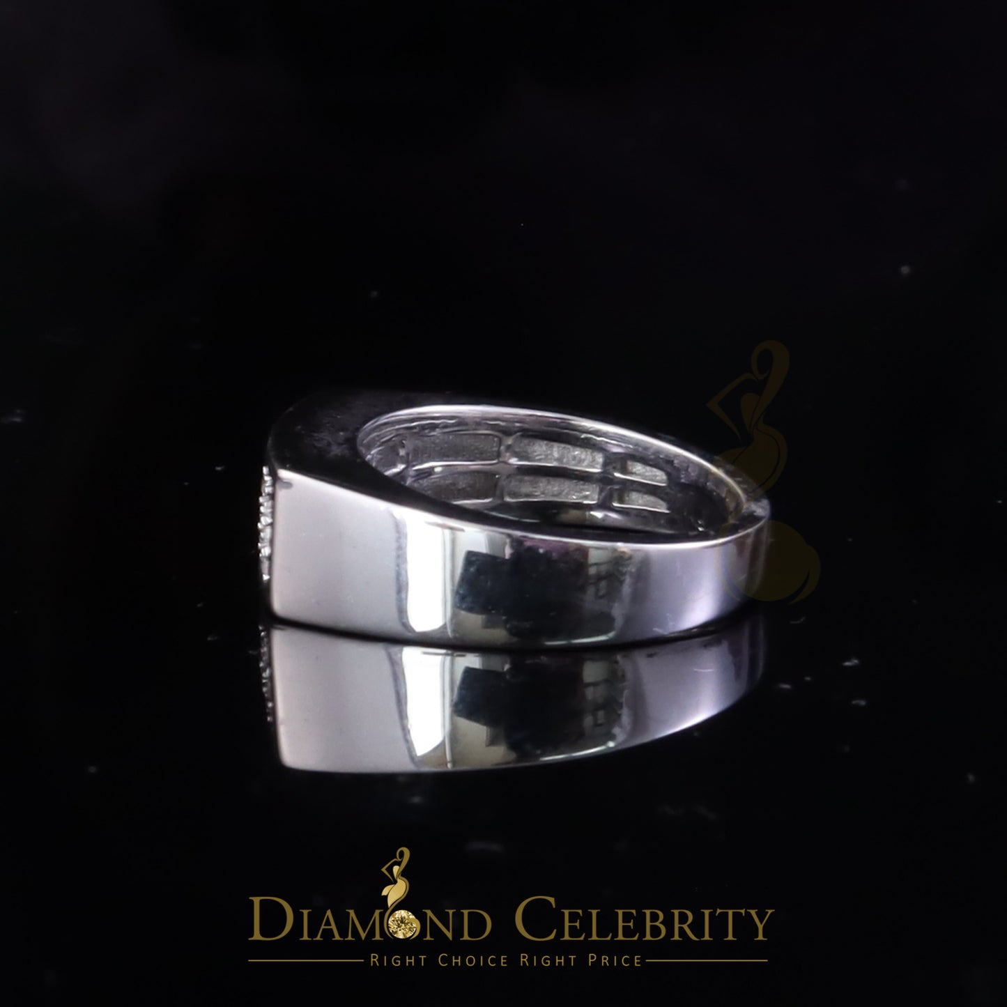 DiamondCelebritees Sterling Mens 0.81ct White Cubic Zirconia Silver Rectangle Fashion Ring Size 9