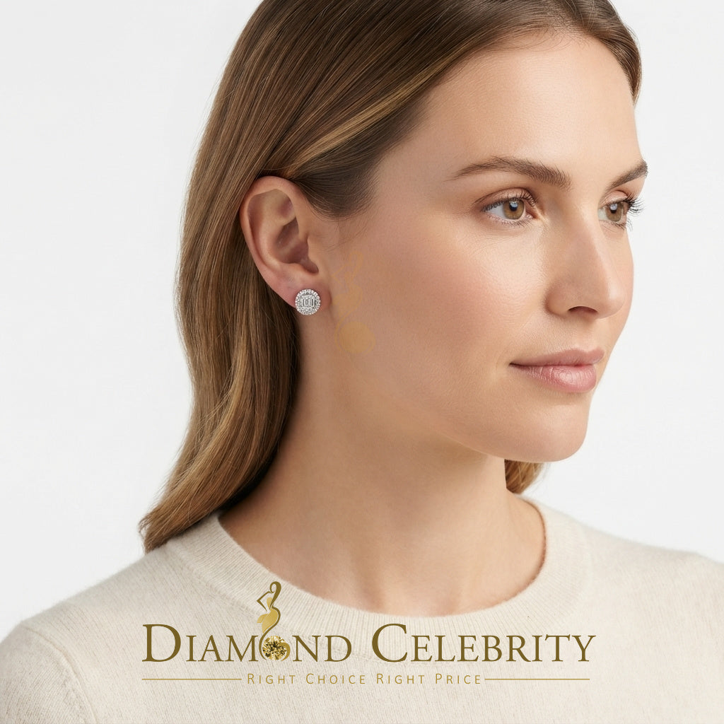DiamondCelebritees 925 Sterling Yellow Silver 0.20ct Diamond Men's & Womens Style Round Earrings