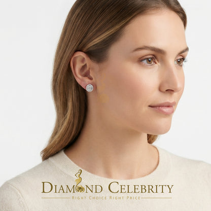 DiamondCelebritees 925 Sterling Yellow Silver 0.20ct Diamond Men's & Womens Style Round Earrings
