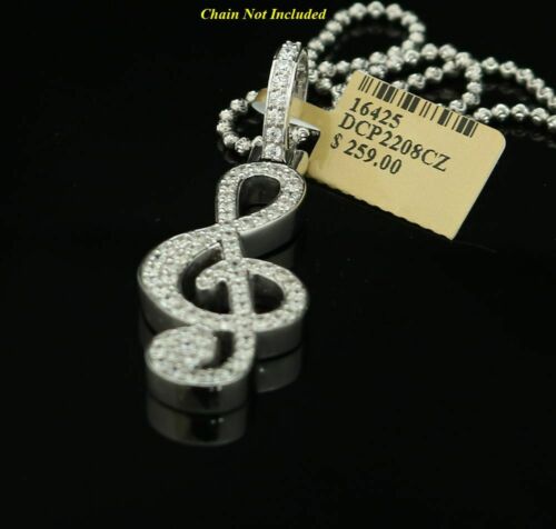 DiamondCelebritees Promise 925 White Sterling Silver MUSIC SIGN Pendant with 2.34ct Cubic Zirconia