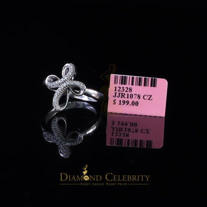 DiamondCelebritees Diamond Celbrity Cubic Zirconia 0.20ct White Silver Set Womens Cross Ring Size 7