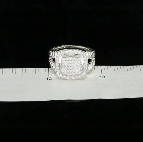 DiamondCelebritees 1.33ct White Silver Square Cubic Zirconia Womens Adjustable Ring From SZ 8 to 10