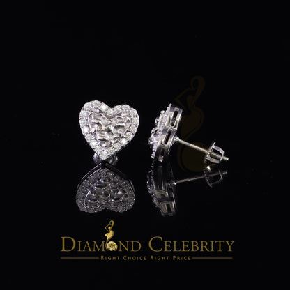 Diamondcelebritees 1.50ct Moissanite White 925 Sterling Silver Women's Heart Shape Nugget Earrings