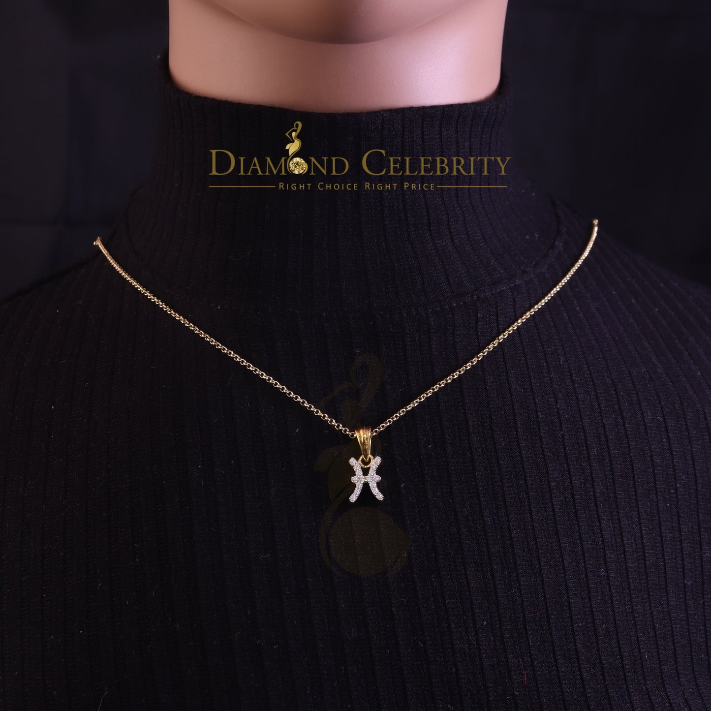 DiamondCelebritees 0.34ct Cubic Zirconia Yellow Silver PISCES MARCH Month Pendant Men's & Women's