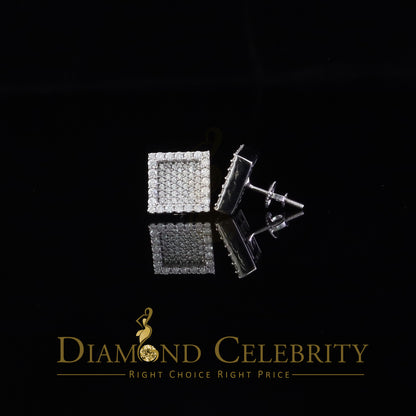 Diamondcelebritees 1.00ct White 925 Silver VVS 'D' Moissanite Square Stud Earring Men's/Womens