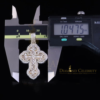 Diamondcelebritees  New Buttony Cross 925 Silver White 4.50ct VVS D Moissanite Pendant Men's/Womens