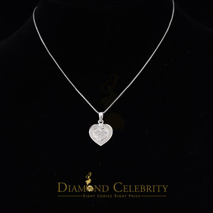 DiamondCelebritees  Real 0.25ct Diamond 925 Sterling Silver HEART Charm Necklace Pendant in White