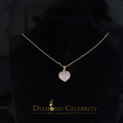 DiamondCelebritees  Small Yellow Real 0.25ct Diamond 925 Silver double Heart Charm Necklace Pendant