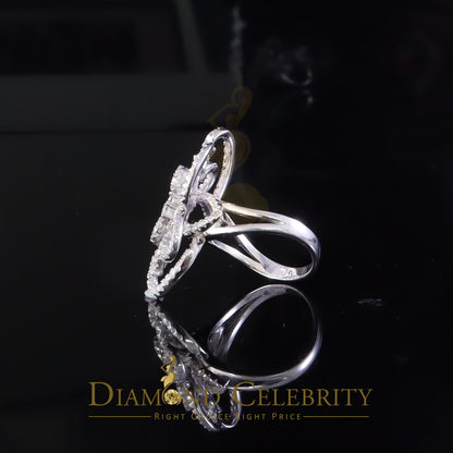 DiamondCelebritees 2.50 ct Cubic Zirconia 925 White Silver Cocktail Flower Womens Ring Size 8.5