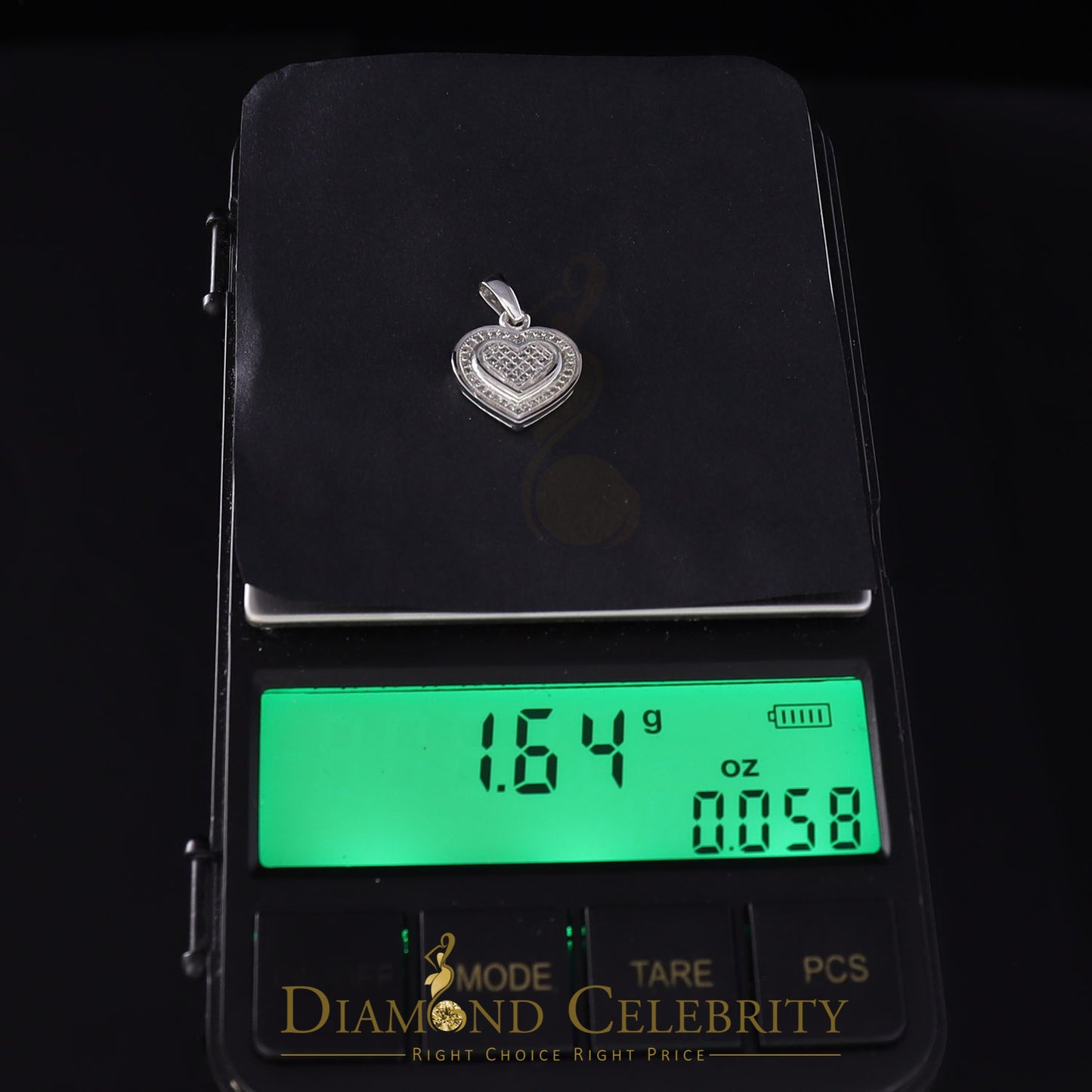 DiamondCelebritees  Real 0.25ct Diamond 925 Sterling Silver HEART Charm Necklace Pendant in White