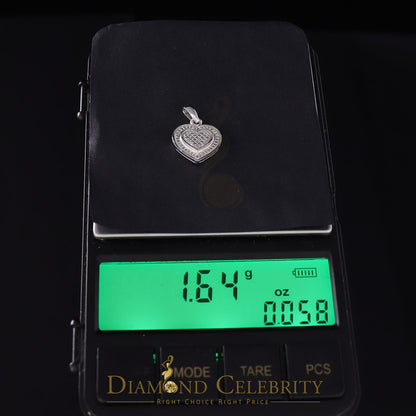 DiamondCelebritees  Real 0.25ct Diamond 925 Sterling Silver HEART Charm Necklace Pendant in White
