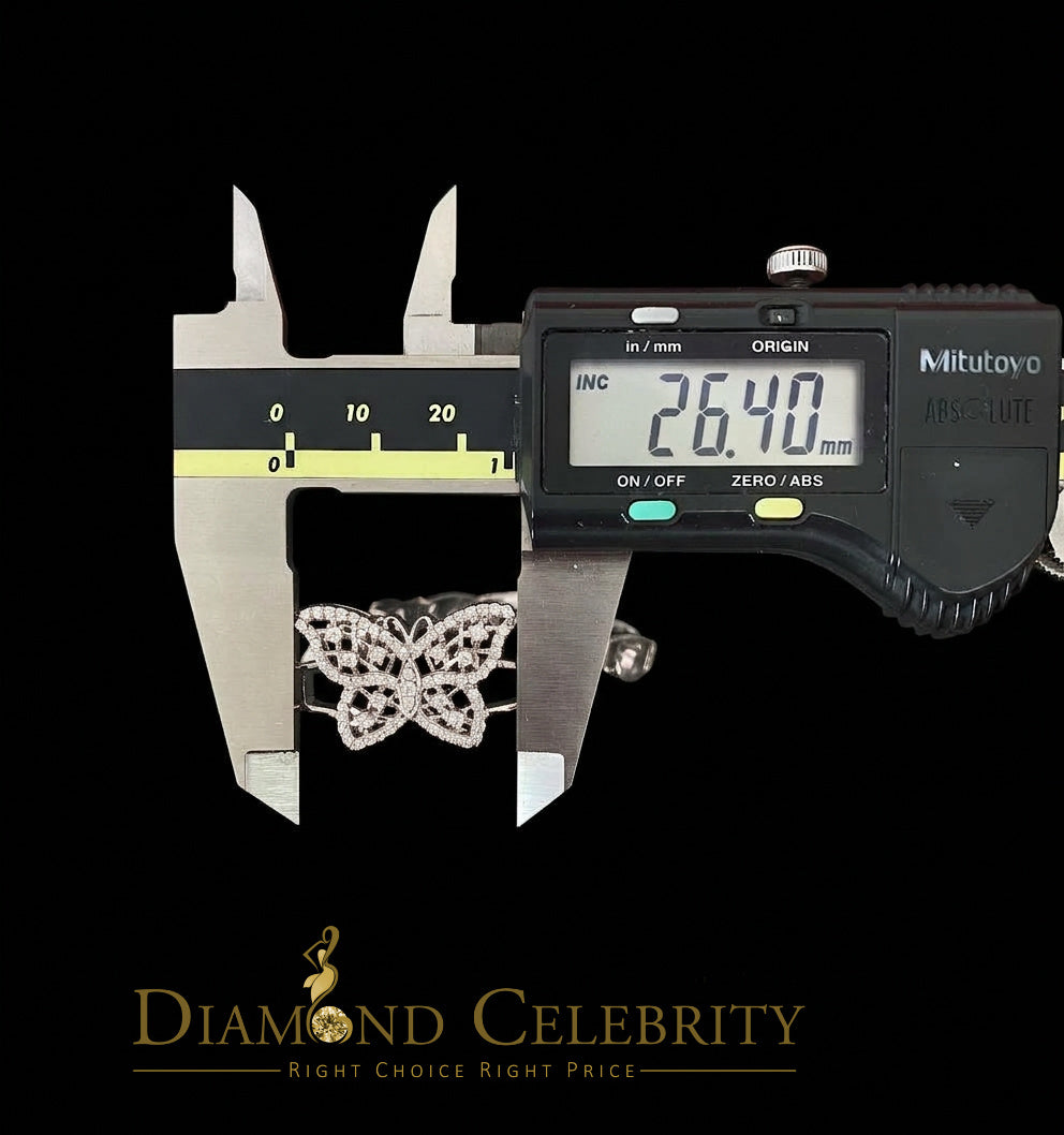 Diamondcelebritees 925 White Silver Multi Butterfly Link CZ Bracelet 1.69ct Cubic Zirconia SZ 7