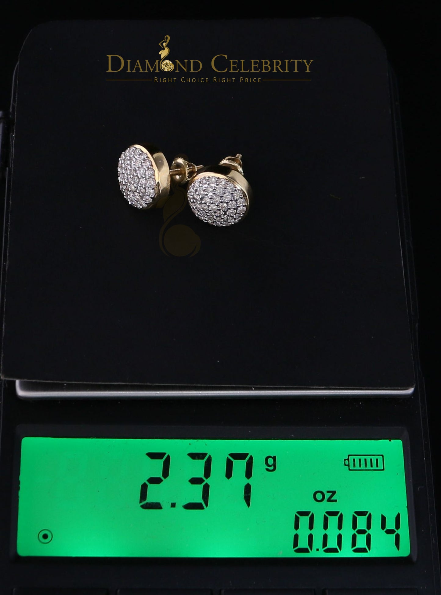 DiamondCelebritees 10K Real Yellow Gold Real Diamond 0.75CT Men's/Women's Stud Round Earring