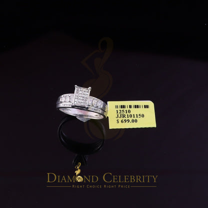 DiamondCelebritees 925 Sterling Silver White Real 0.33ct Princess Diamonds Square Ring Size 7