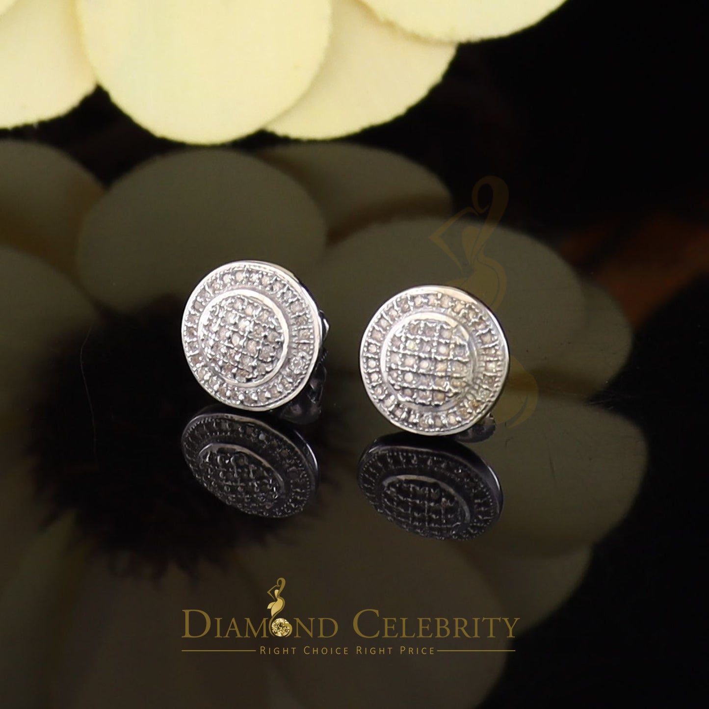 DiamondCelebritees 0.25ct Diamond 925 Sterling Silver White For Men's / Women's Round Earrings