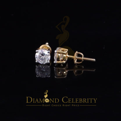 DiamondCelebritees Round 0.50ct VVS 'D' Moissanite Men's/Womens 925 Silver Yellow Stud Earrings