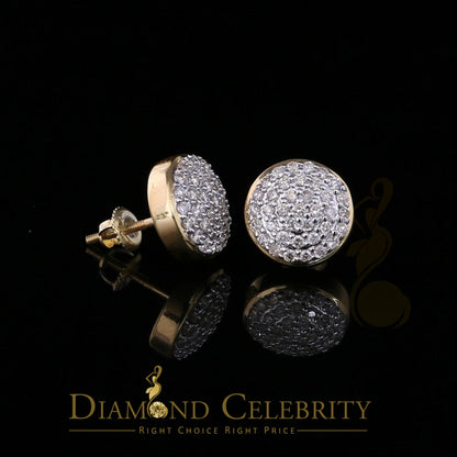 DiamondCelebritees 10K Real Yellow Gold Real Diamond 0.75CT Men's/Women's Stud Round Earring