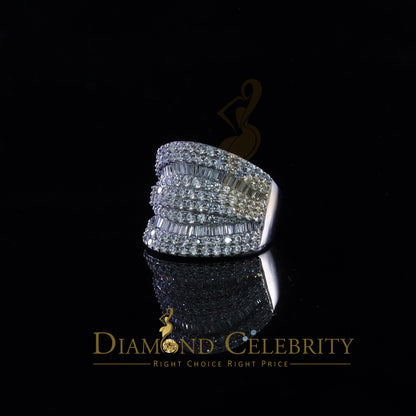 DiamondCelebritees 7.75ct Round/Baguette Cubic Zirconia Cocktail White Sterling Silver Ring Size 8