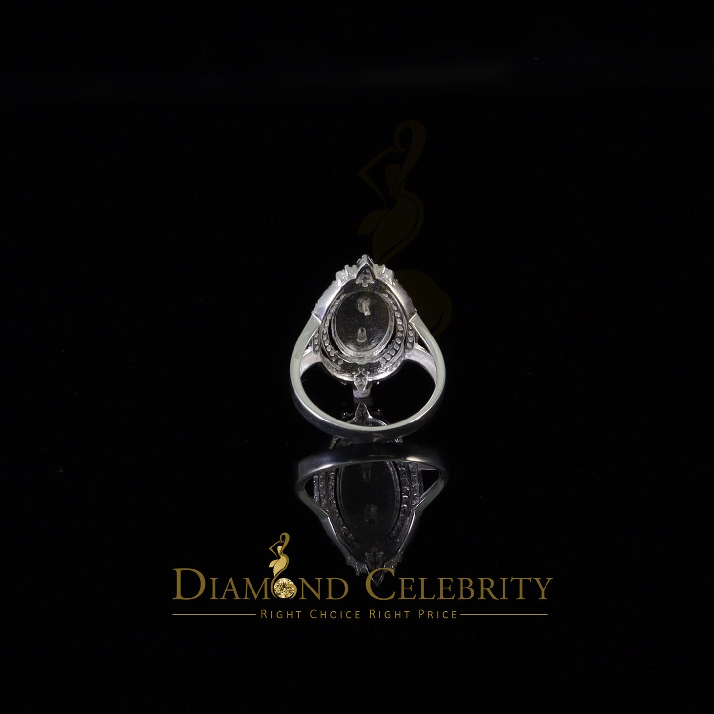 DiamondCelebritees 925 Silver White CZ Stone Blessed Virgin Mary Miraculous Medal Women Ring SZ 8