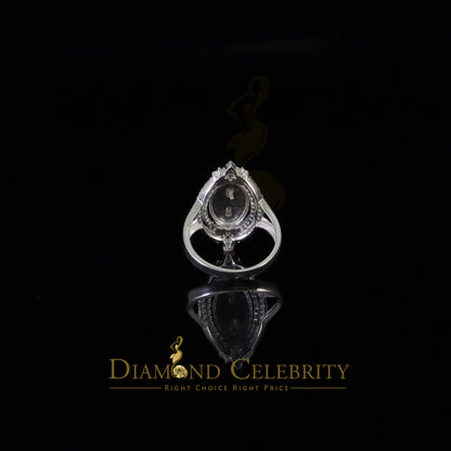 DiamondCelebritees 925 Silver White CZ Stone Blessed Virgin Mary Miraculous Medal Women Ring SZ 8