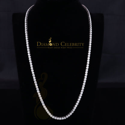 DiamondCelebritees 30ct White Moissanite 925 Silver Tennis Men's Necklace size 22inch & Width 4mm
