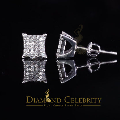 DiamondCelebritees  White 925 Silver Screw Back 0.50ct Cubic Zirconia Square Women Stud Earrings