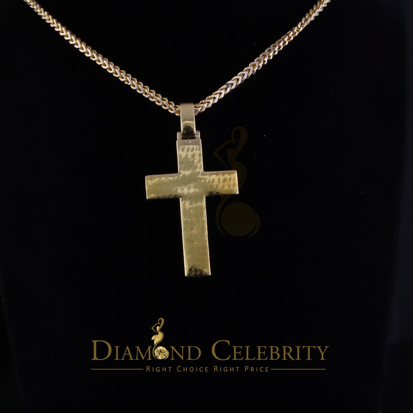 Diamondcelebritees Moissanite Men's & Women 7.50ct VVS D Sterling Yellow Silver Charm Cross Pendant