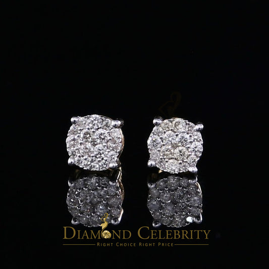 DiamondCelebritees 0.50CT Real Diamond 10K Real Yellow Gold Men's/Women's Stud Round Earring