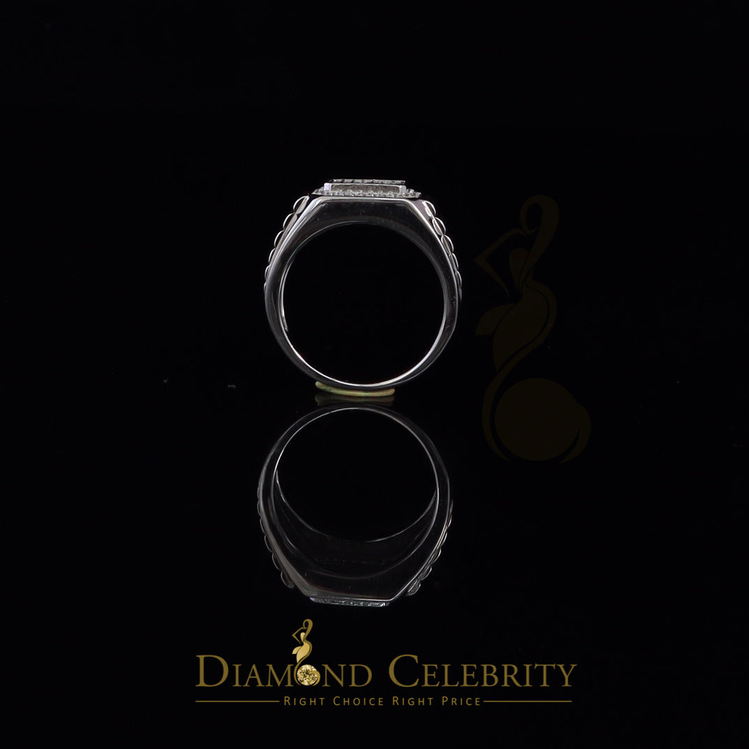 DiamondCelebritees 925 White Silver 0.75ct Cubic Zirconia Square Engagement Men's Ring Size 10