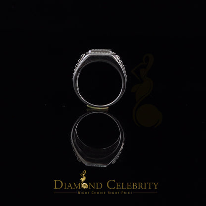 DiamondCelebritees 925 White Silver 0.75ct Cubic Zirconia Square Engagement Men's Ring Size 10