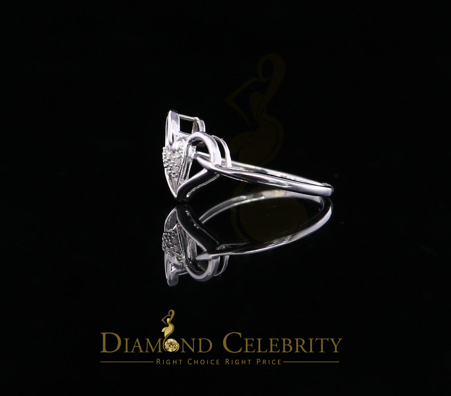 DiamondCelebritees Real Diamond 0.05ct 925 Sterling White Silver Heart Engagement Womens Ring SZ 7