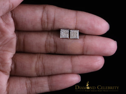 DiamondCelebritees 0.10ct Diamond Stud Earrings For Women White 925 Sterling Silver Stud For Men